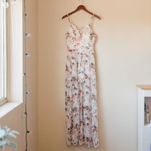 White Floral Maxi Romper - Miss Avenue